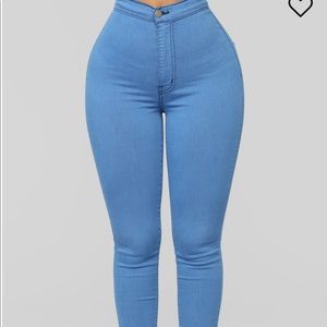 Super High Waist Denim Skinnies - Medium Blue